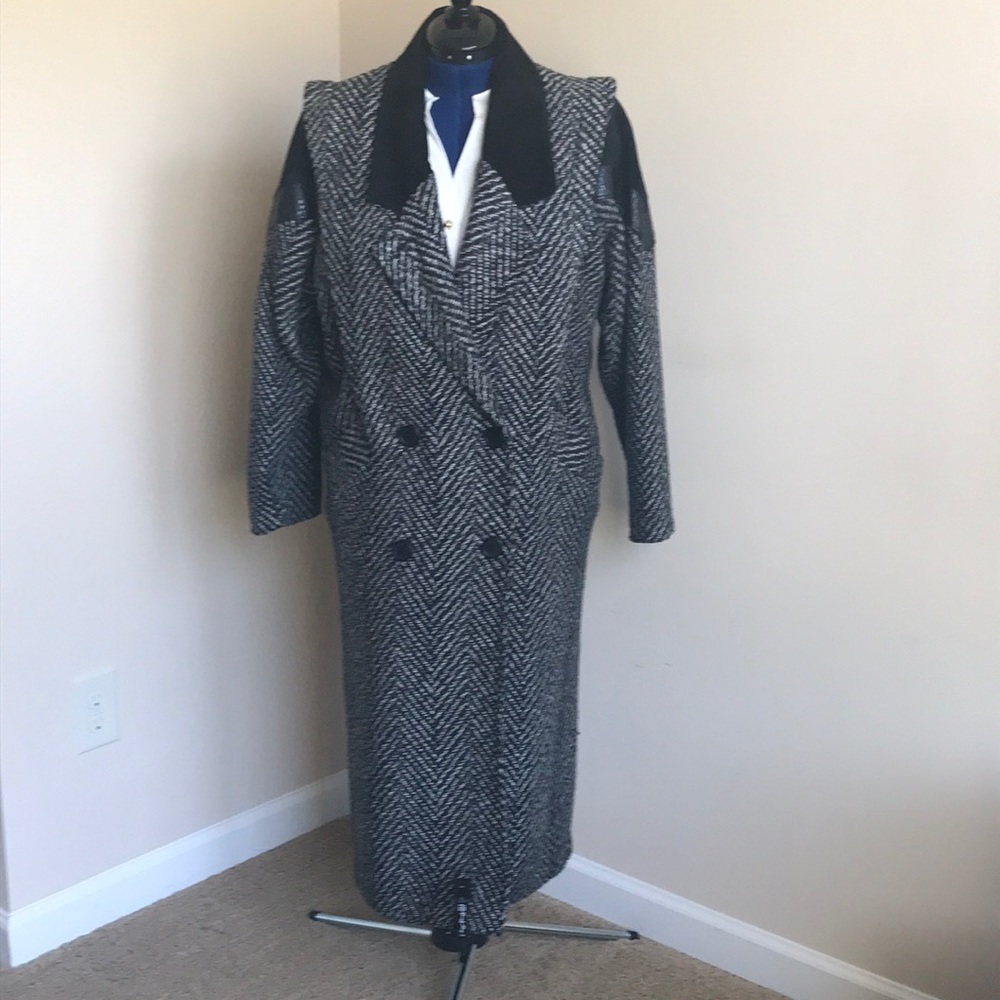 Braetan Tweed Coat - mixed media, full length.
